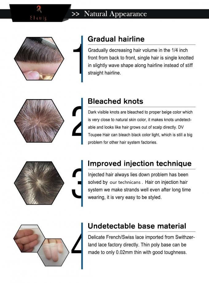 Замена волос человеческих волос индейца 100% не хирургическая с французским фронтом шнурка