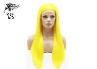 Straight Synthetic Yellow Lace Front Wig For Black / White Women Natural Looking