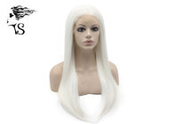 Pale White Colored Long Synthetic Lace Front Wigs For White Women Shedding Free