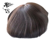 Natural Straight Toupee Hair Replacement System Fine Mono Base Center With Poly Perimeter